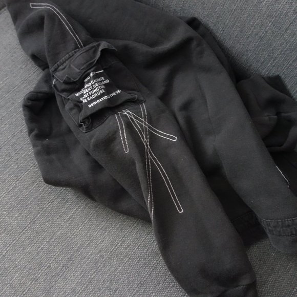 Diesel Indigo Tech Black Made in Turkey w/ Velcro Pocket Sweatshirt Size S - Picture 7 of 13